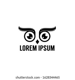 simple and modern abstract owl eyes with film roll logo vector template