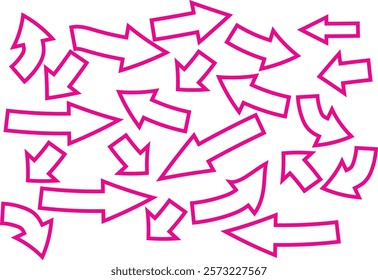 simple modern abstract pink color creative geometric hand made stroke arrow icon set collection of pink arrows