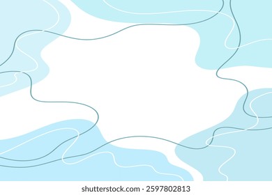 Simple modern abstract wave background, blue organic spots of pastel shades, vector illustration. Decorative element for banners, posters, covers, flyers with an empty space for text, flat design