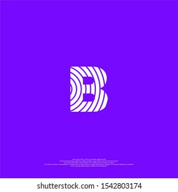simple modern abstract white B logo letter in lines thumb print pattern isolated on white background creative design concept.