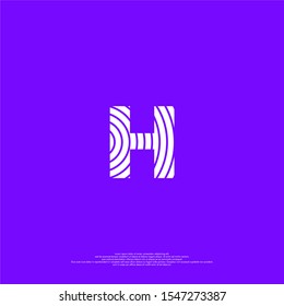 simple modern abstract white H logo letter in lines thumb print pattern isolated on white background creative design concept.