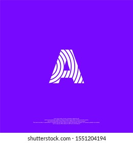simple modern abstract white A logo letter in lines thumb print pattern isolated on white background creative design concept.