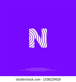 simple modern abstract white N logo letter in lines thumb print pattern isolated on white background creative design concept.