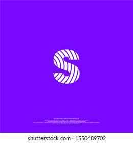 simple modern abstract white S logo letter in lines thumb print pattern isolated on white background creative design concept.