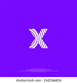 simple modern abstract white X logo letter in lines thumb print pattern isolated on white background creative design concept.