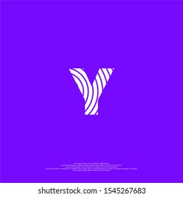 simple modern abstract white Y logo letter in lines thumb print pattern isolated on white background creative design concept.