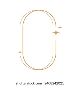 Simple modern aesthetic line elements Modern geometric linear frame with sparkling stars.