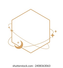 Simple modern aesthetic line elements Modern geometric linear frame with sparkling stars.