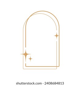 Simple modern aesthetic line elements Modern geometric linear frame with sparkling stars.