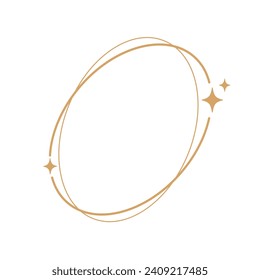 Simple modern aesthetic line elements Modern geometric linear frame with sparkling stars.