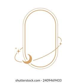 Simple modern aesthetic line elements Modern geometric linear frame with sparkling stars.