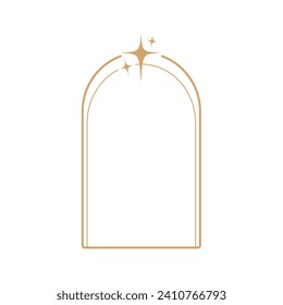 Simple modern aesthetic line elements Modern geometric linear frame with sparkling stars.