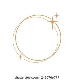 Simple modern aesthetic line elements Modern geometric linear frame with sparkling stars.