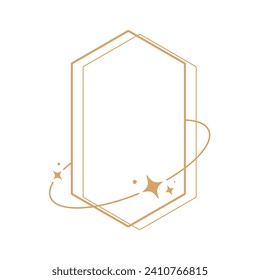 Simple modern aesthetic line elements Modern geometric linear frame with sparkling stars.
