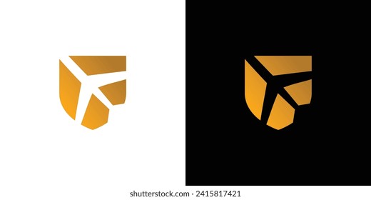 Simple and modern aircraft security logo design