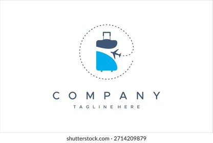 simple and modern airplane suitcase logo design template elements
