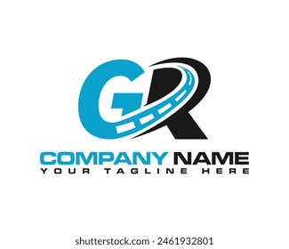 Diseño de logotipo alfabético simple y moderno combinado con carretera. Letras GR mantenimiento de carreteras y construcción de carreteras logo concepto de diseño.
