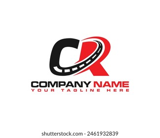 Simple and modern alphabet logo design combine with road. Letters CR highway maintenance and road construction logo design concept.