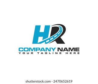 Simple and modern alphabet logo design combine with road. Letters HR highway maintenance and road construction logo design concept.