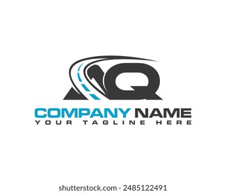 Simple and modern alphabet logo design combine with road. Letters AQ highway maintenance and road construction logo design concept.