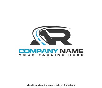 Simple and modern alphabet logo design combine with road. Letters AR highway maintenance and road construction logo design concept.