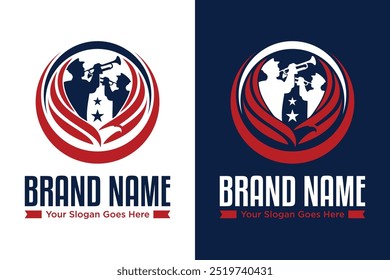 simples moderno americano militar trompete ilustração vetor logotipo design