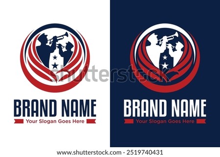 simple modern american Military Trumpet illustration vector logo design