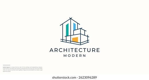 einfache und moderne Architekten Wohnung Logo Illustration.