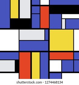 Simple modern art abstract - colorful squares and rectangles. Mondrian style vector.