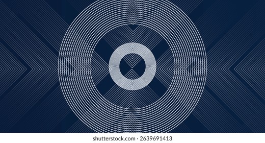 Simple modern art dark blue background. Modern line stripes curve abstract presentation background. Luxury paper cut background. 