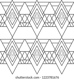 Simple Modern Australian Geometric pattern with Rhombuses. Black and white Australian print