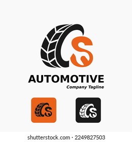 Simple Modern Automotive Tires Wheel Repair Mobile Motor Car Business Service with Letter S and Wrench Icon