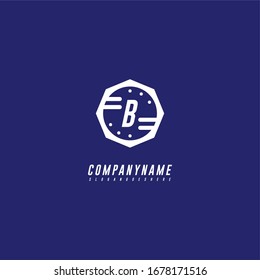 simple modern badge B logo letter in blue background creative design concept.