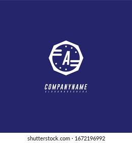 simple modern badge A logo letter in blue background creative design concept.
