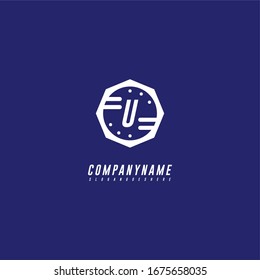 simple modern badge U logo letter in blue background creative design concept.