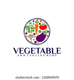 Logotipo moderno y sencillo de la placa de verduras
