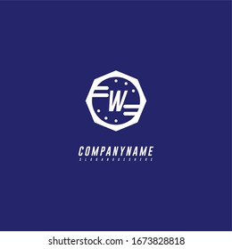 simple modern badge W logo letter in blue background creative design concept.