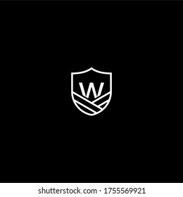 Simple modern badge W logotype design concept isolated with black background.
