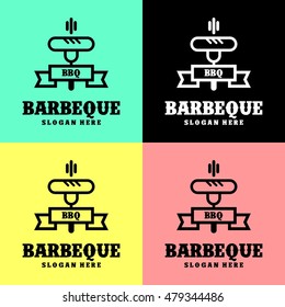 Simple modern barbecue logo design template