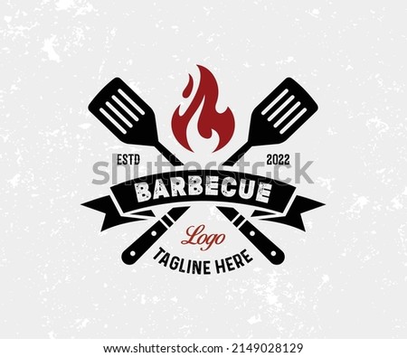 Simple Modern Barbecue logo design Food or grill template Vector.