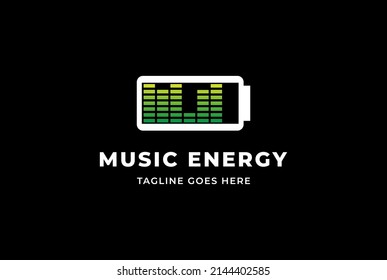 Batería moderna simple con barra de onda de sonido para el vector de diseño del logotipo de DJ de música