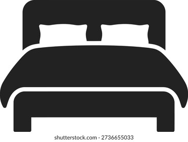 Simple modern bed graphic with pillows and duvet