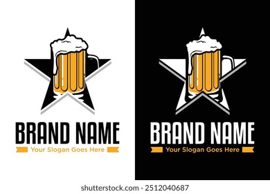 simples moderno bar cerveja pub estrela vetor ilustração logotipo design