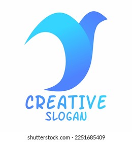 Simple modern bird logo vector isolated illustration. Simple blue bird vector for logo, icon, sign, symbol, design or decoration. Logo letter y blue bird modern