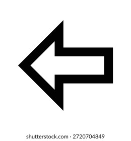 Un icono de flecha negra simple y moderno que apunta a la izquierda sobre un fondo blanco limpio, con una forma rectangular única que agrega un toque de estilo geométrico a cualquier diseño o proyecto visual.
