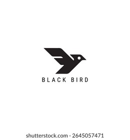 Simple and Modern Black Bird Logo Design Featuring a Minimalist Bird Icon and Elegant Typography for Branding