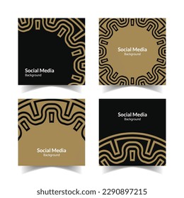 simple and modern black brown gold ornamental pattern square flat social media background