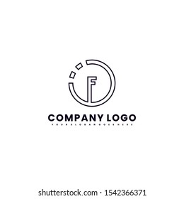 simple modern black circle outline business F logo letter creative design concept isolated on white background.
