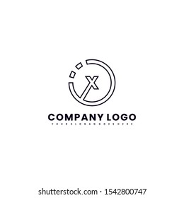 simple modern black circle outline business X logo letter creative design concept isolated on white background.