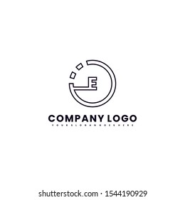 simple modern black circle outline business E logo letter creative design concept isolated on white background.